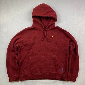 Abercrombie & Fitch Mens Sweater Medium Red Hoodie Long Sleeve Wool Blend Knit